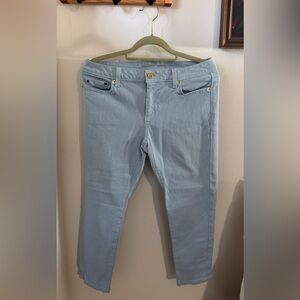 Michael Kors Pale Blue Skinny Jeans with Gold-Tone Hardware